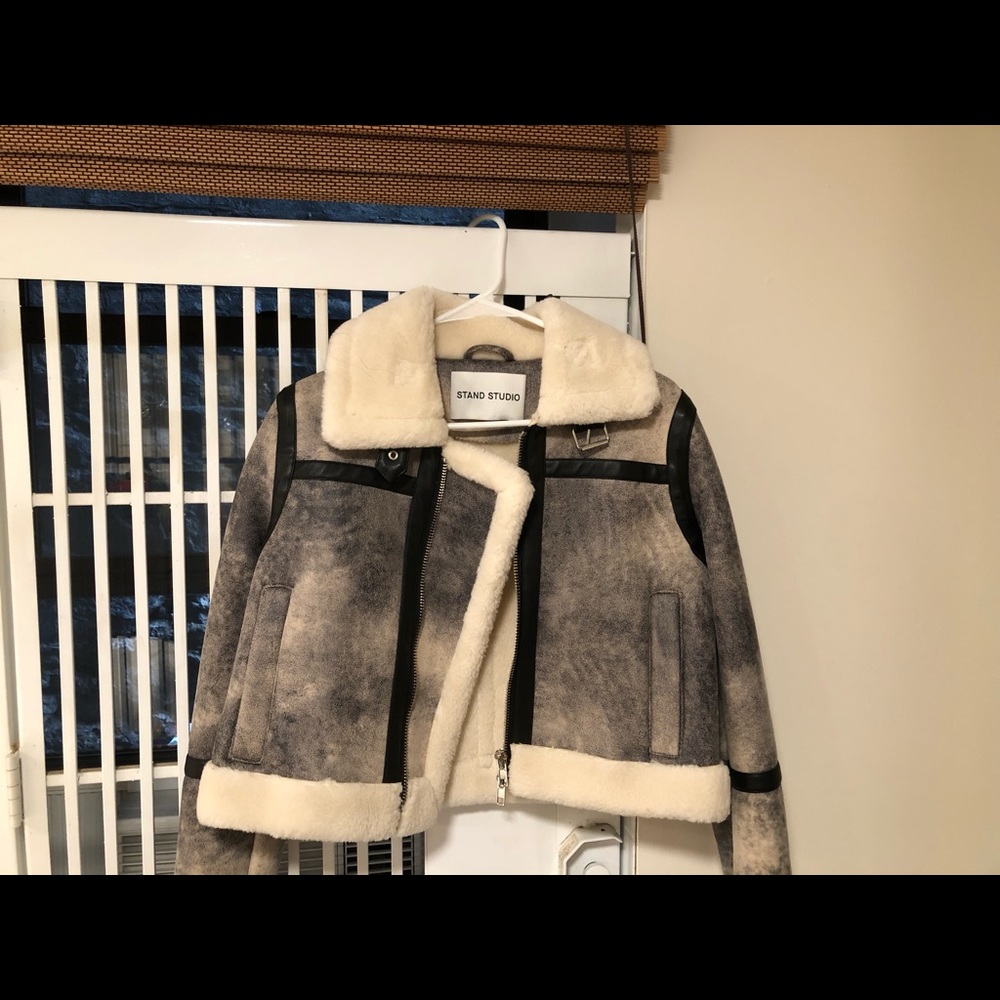 Stand Studio Faux Fur cropped jacket